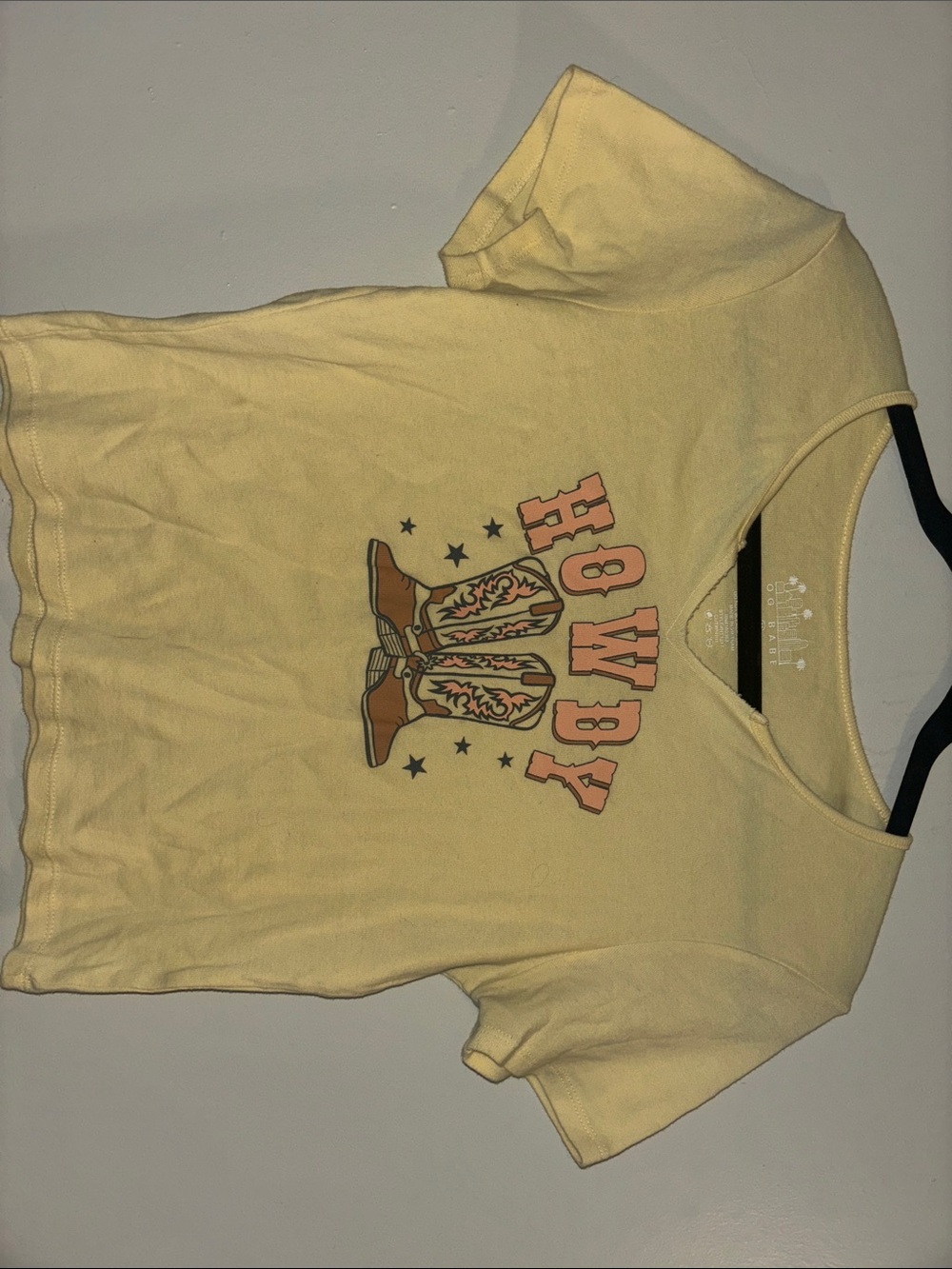 Girls' Butter Yellow 'Howdy' Graphic Tee with Cowboy Boots